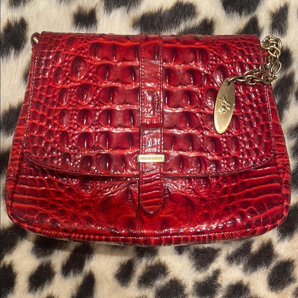 Brahmin Red Crocodile Embossed Leather Bag
